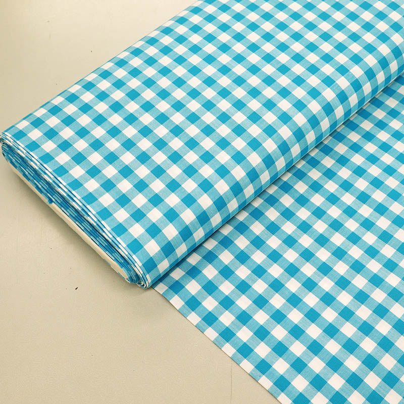100% Cotton Gingham Dressmaking Fabric - Turquoise Blue