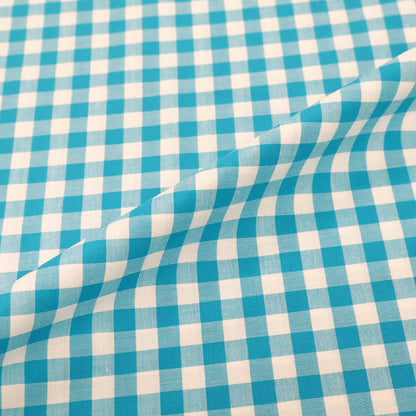 100% Cotton Gingham Dressmaking Fabric - Turquoise Blue