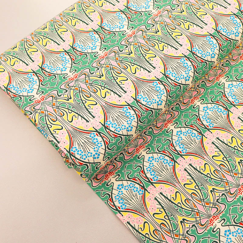 Pink and Green 100% Cotton Lawn Fabric