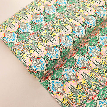 Pink and Green 100% Cotton Lawn Fabric