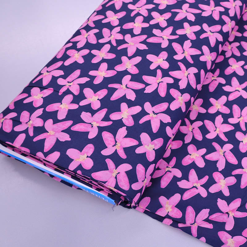 100% Cotton Floral Cotton Lawn Fabric - Pink & Navy