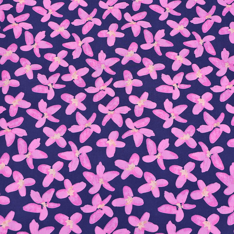 100% Cotton Floral Cotton Lawn Fabric - Pink & Navy