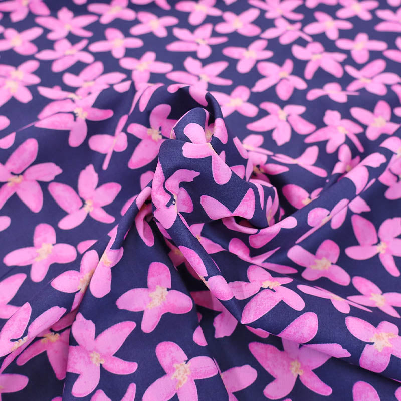100% Cotton Floral Cotton Lawn Fabric - Pink & Navy