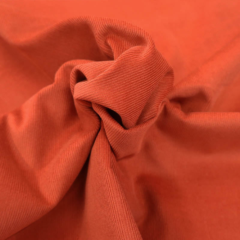 100% Cotton Needlecord Fabric - Burnt Orange