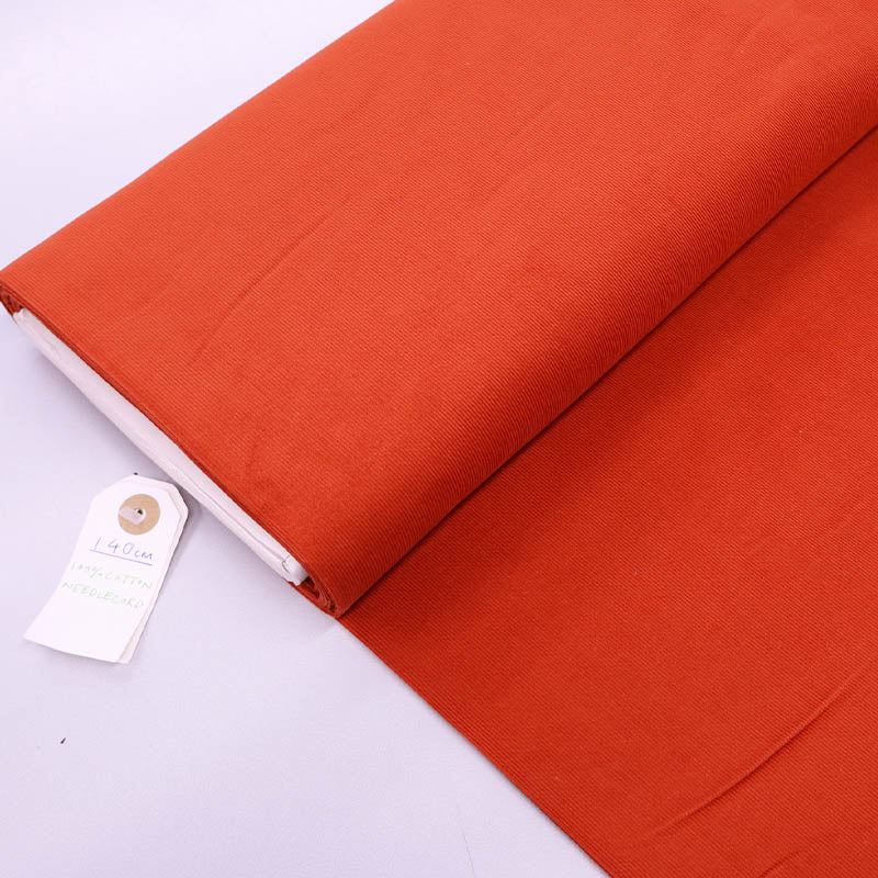 100% Cotton Needlecord Fabric - Burnt Orange
