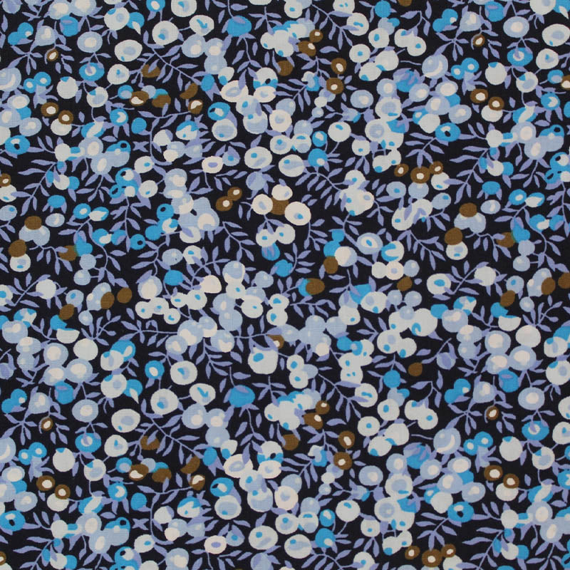 Navy Blue Floral Cotton Poplin Fabric