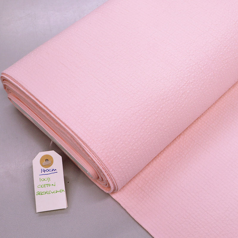 100% Cotton Pale Pink Cotton Seersucker Fabric