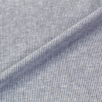55% Linen 45% Cotton   Blue Pinstripe Cotton Linen Fabric