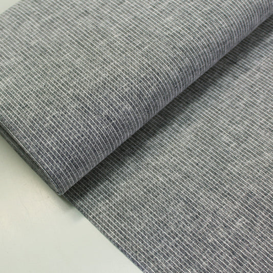 55% Linen 45% Cotton  Grey Pinstripe Cotton Linen Fabric