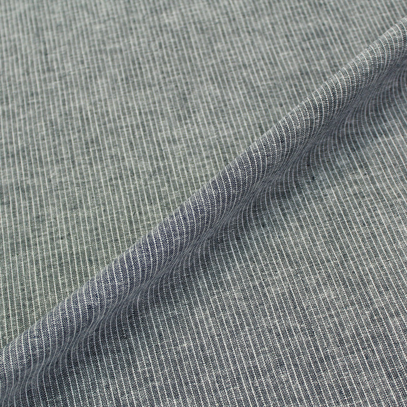 55% Linen 45% Cotton   Grey Pinstripe Cotton Linen Fabric