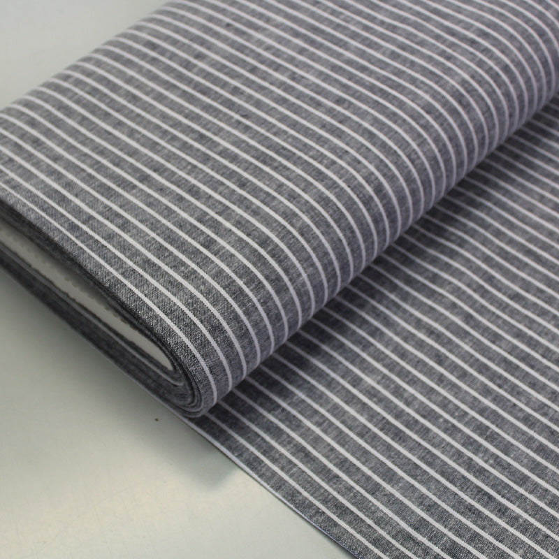 Grey Striped 45% Cotton 55% Linen Fabric