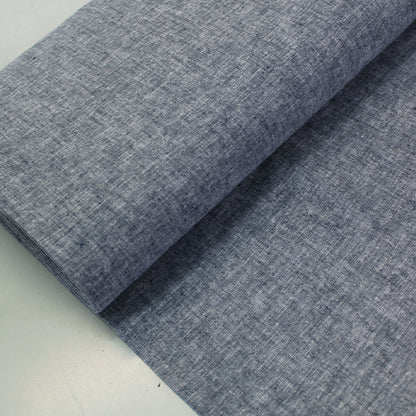 55% Linen 45% Cotton   Navy Cotton Linen Chambray Fabric