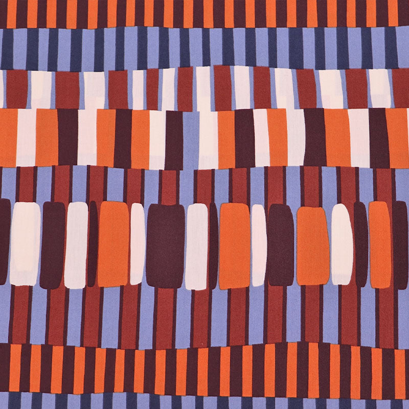 60% Cotton 40% Viscose Cotton and Viscose Dressmaking Fabric - Orange and Brown Blocks of Stripes