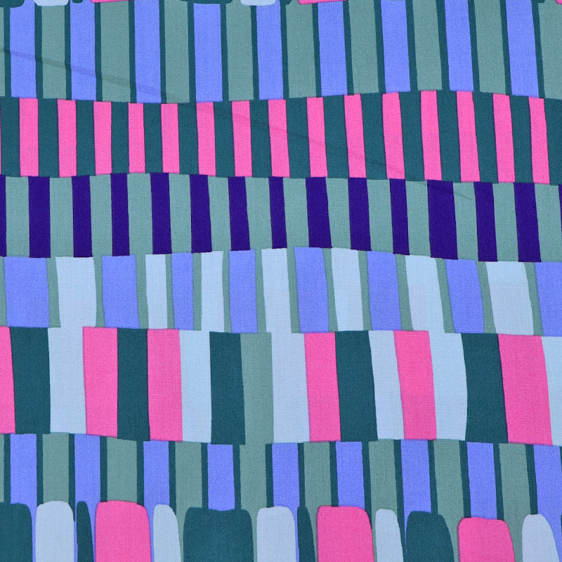 Dressmaking Cotton and Viscose Mix - Piano Keys - Pink and Green