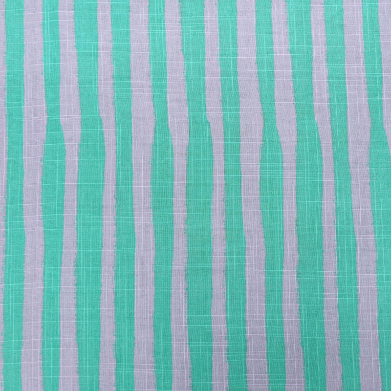 55% Cotton 45% ViscoseStriped Cotton and Viscose Fabric - Lilac and Green