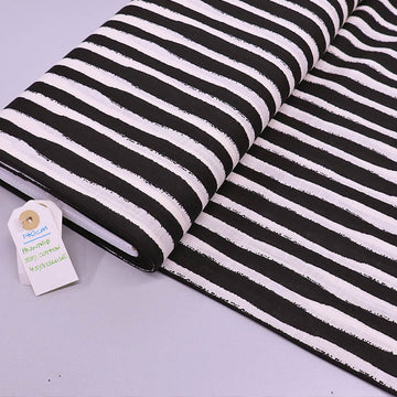 55% Cotton 45% Viscose Wobbly Striped Cotton and Viscose Fabric - Black and Cream