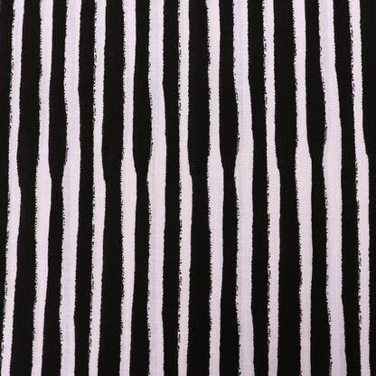 Dressmaking Cotton and Viscose Mix - Wobble Stripe - Black and Cream