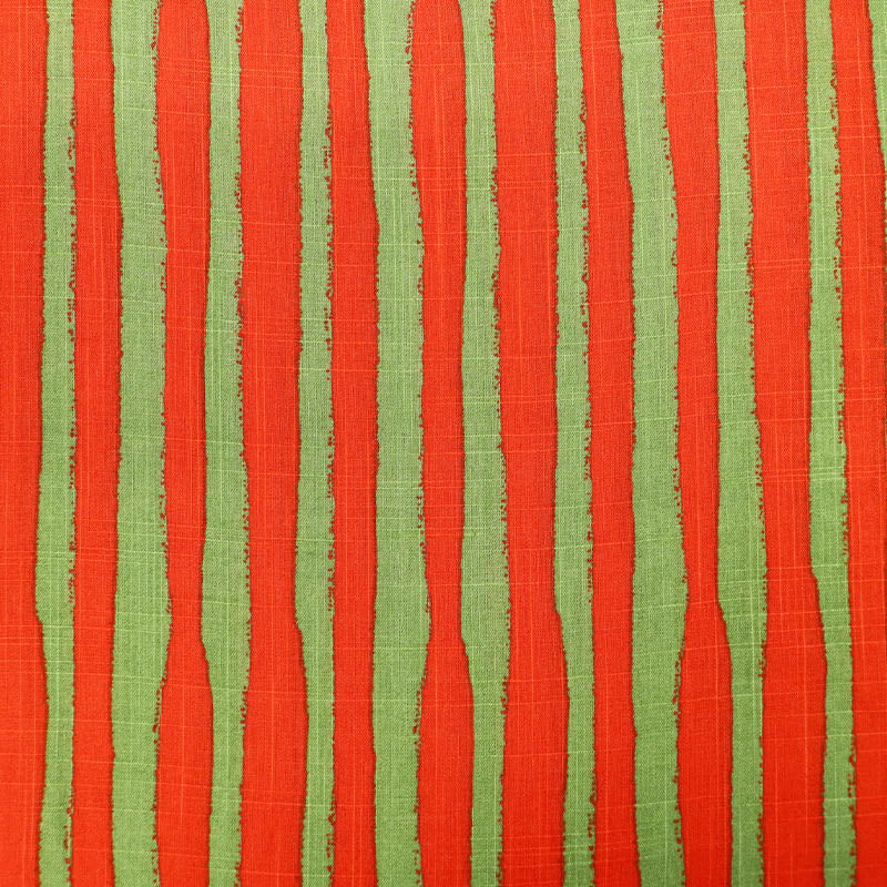 55% Cotton 45% Viscose Striped Cotton and Viscose Fabric - Orange and Green