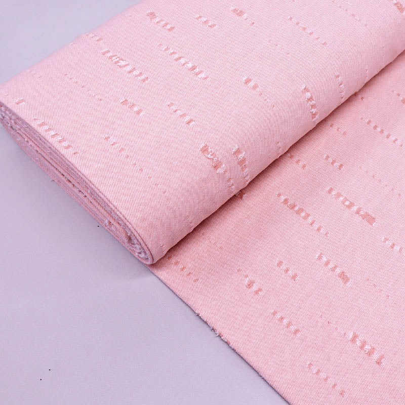 80% Cotton 20% Polyester Pink Distressed Denim Fabric