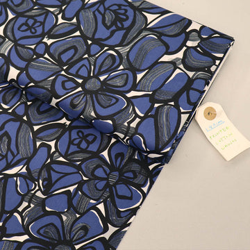 100% Cotton Lawn Dark Blue Modern Floral Cotton Lawn Fabric
