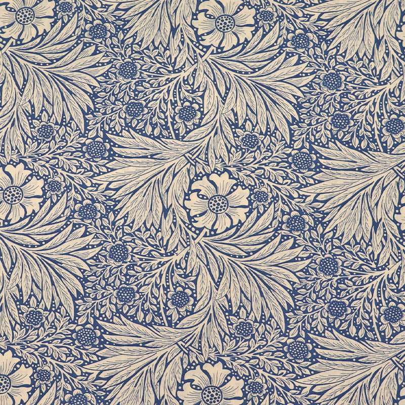 100% Cotton Blue and Cream Floral Cotton Lawn Fabric