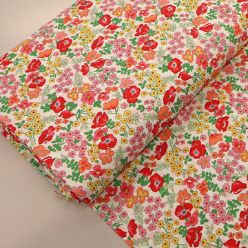 100% Cotton Pink and Orange Floral Cotton Lawn Fabric
