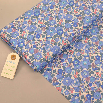 100% cotton blue floral cotton lawn dressmaking  fabric