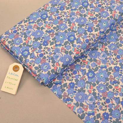Dressmaking Floral Cotton Lawn - Petal - Blue