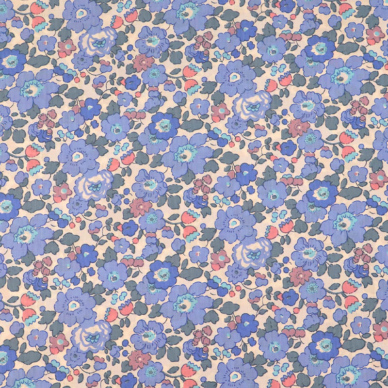 Dressmaking Floral Cotton Lawn - Petal - Blue
