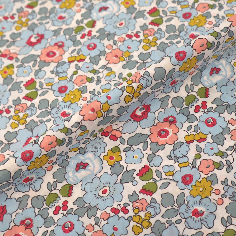 100% Cotton Grey Floral Cotton Lawn Fabric
