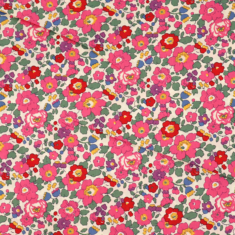 100% Cotton Pink and Red Floral Cotton Lawn Fabric