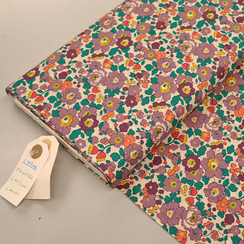 100% Cotton Purple Floral Cotton Lawn Fabric