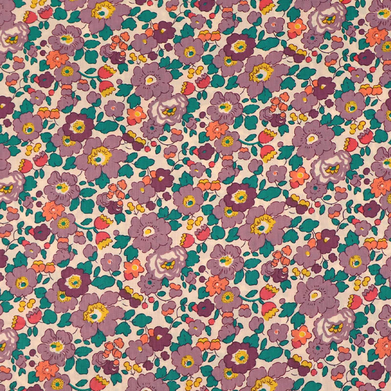 100% Cotton Purple Floral Cotton Lawn Fabric