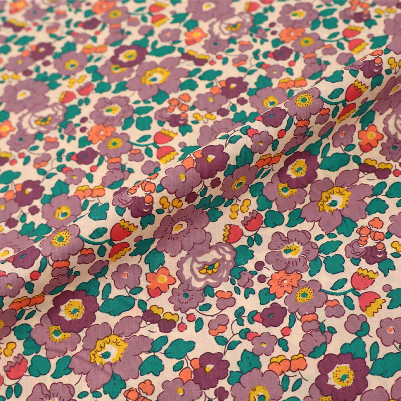 100% Cotton Purple Floral Cotton Lawn Fabric