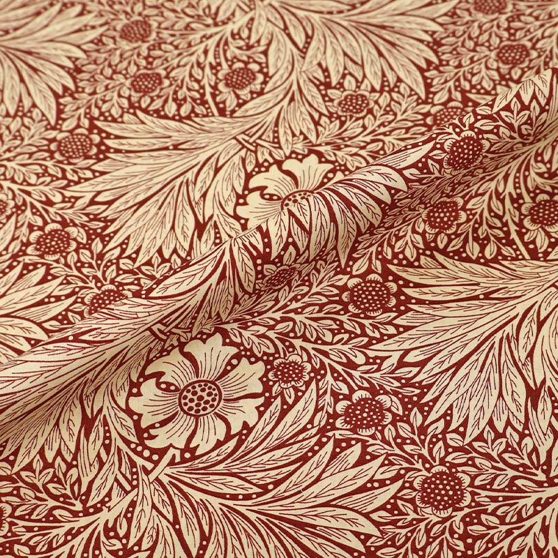 100% Cotton Red and Cream Floral Cotton Lawn Fabric