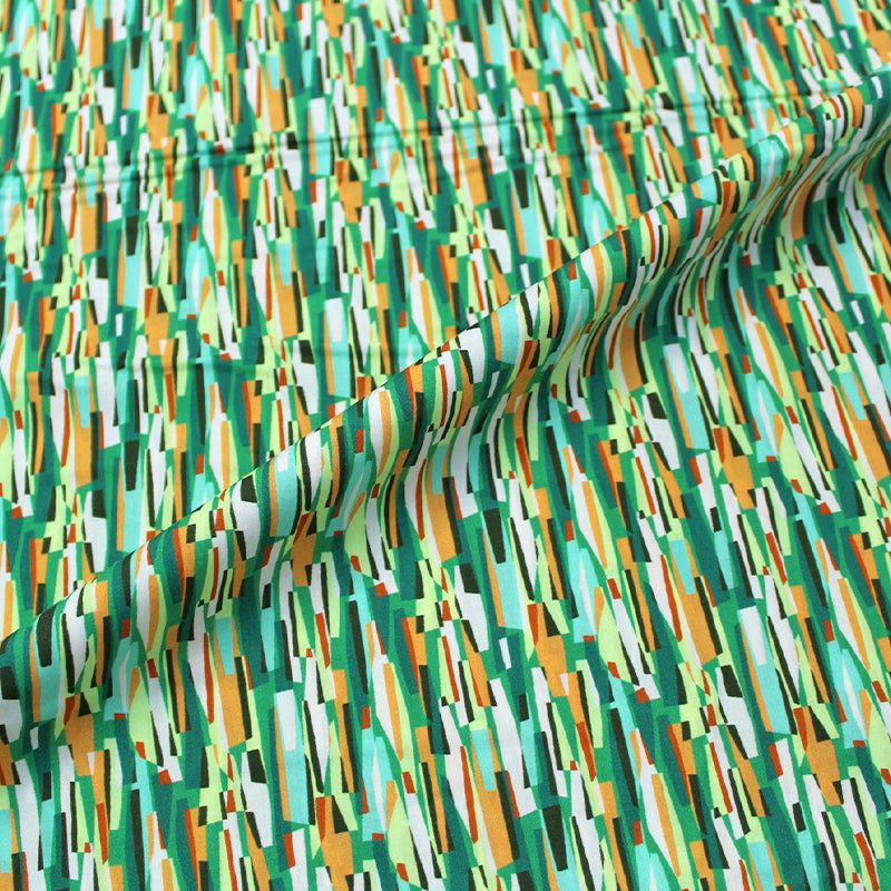 Green Geometric 100% Cotton Lawn Fabric
