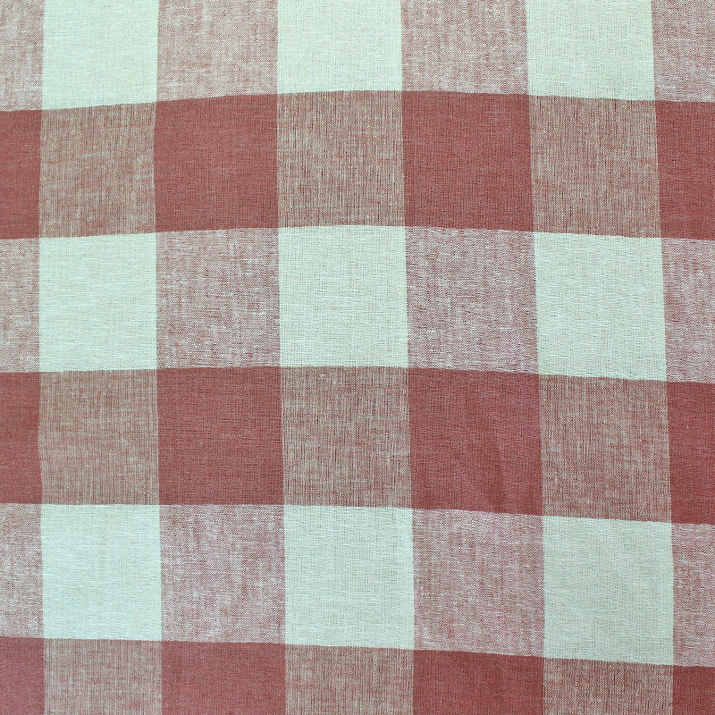 Pink and Cream Large Gingham Linen and Viscose Fabric