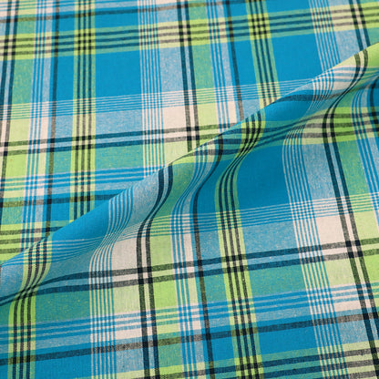 100% cotton Blue Check Madras Fabric