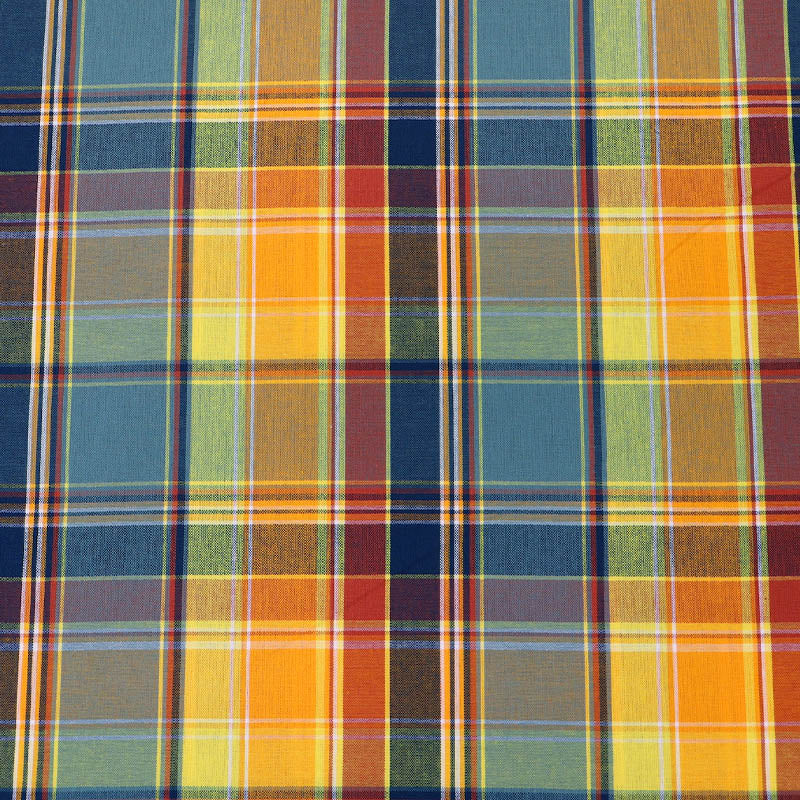 100% Cotton Madras Cotton Fabric - Multicoloured Yellow Check