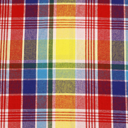 100% cotton Red, Yellow and Blue Check Madras Fabric