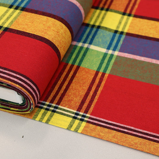 100% cotton Red and Yellow Check Madras Fabric