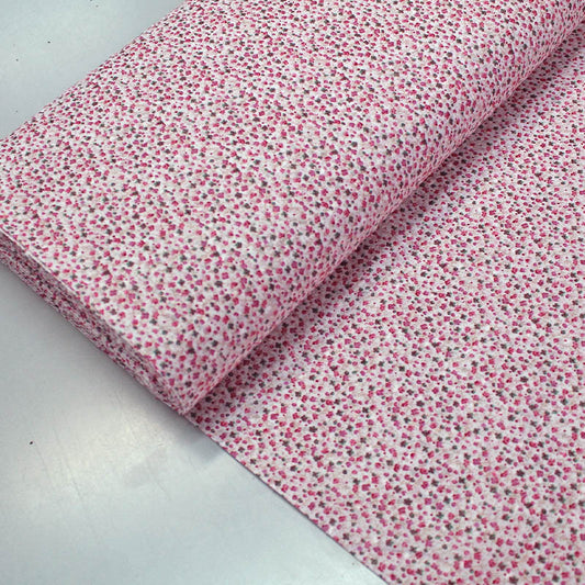 Pink Floral Swiss Dot 100% cotton Fabric