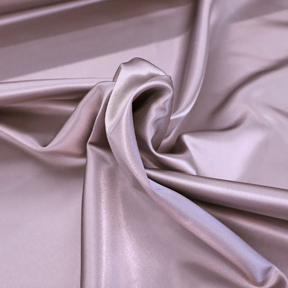 100% acetate satin dressmaking fabric in pale brown mink