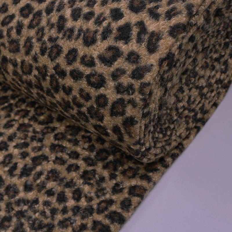 100% Polyester Leopard Print Bouclé Fabric