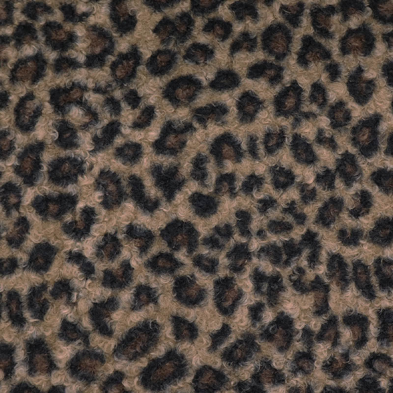 100% Polyester Leopard Print Bouclé Fabric