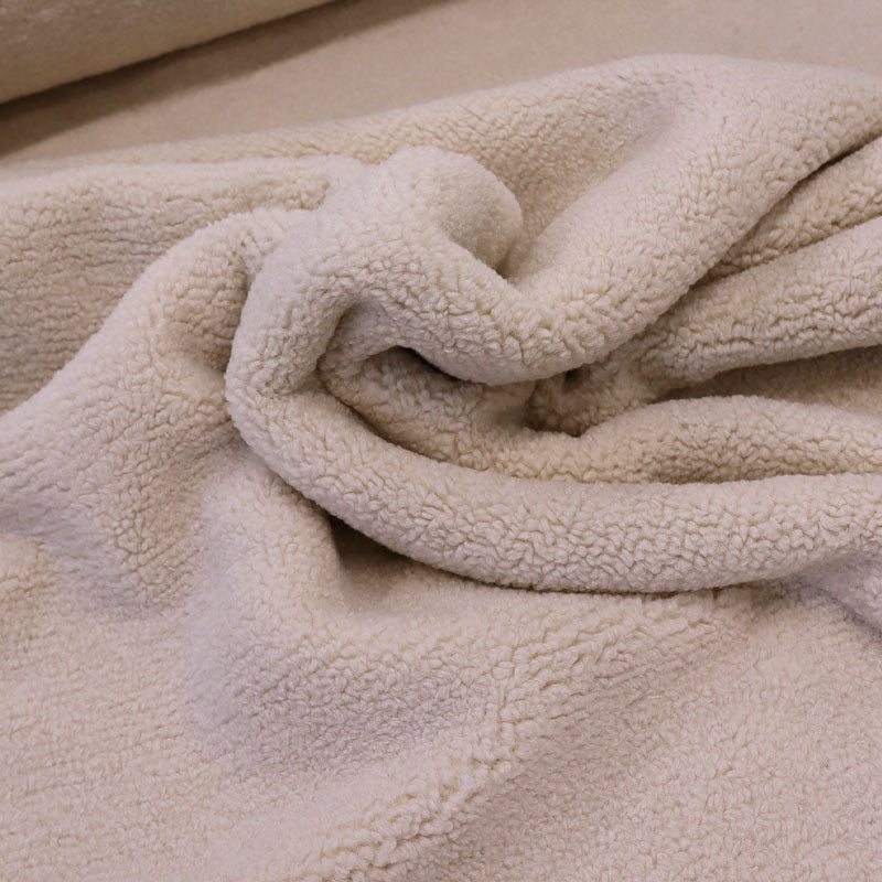 100% Polyester Sherpa Fleece Fabric - Cream