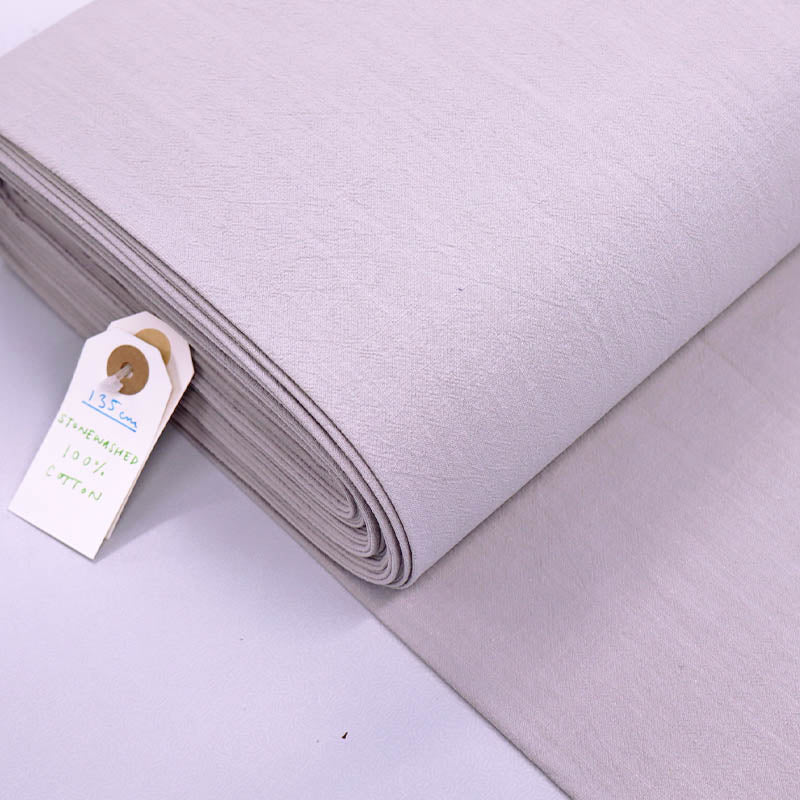 100% Cotton Pale Grey Stonewashed Cotton Fabric