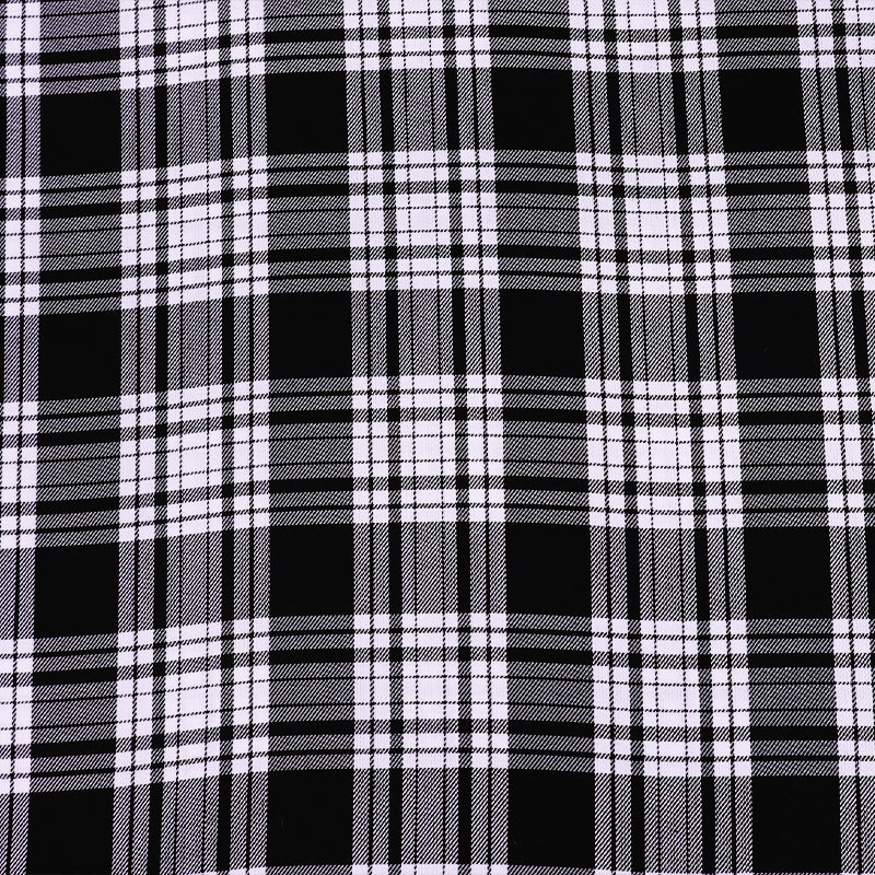 Dressmaking Tartan- Fine Line Natty Check - Monochrome
