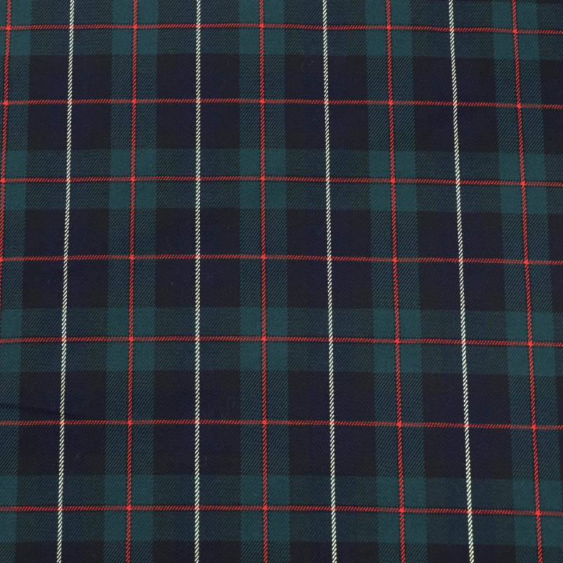 65% Polyester 35% Viscose Tartan Dressmaking Fabric - Navy and Green