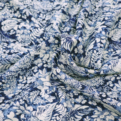 100% Viscose Blue Floral Viscose Fabric